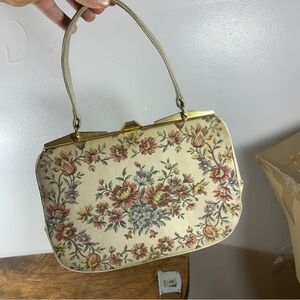 Antique french tapestry bag